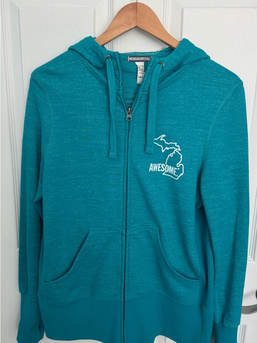 Michigan Awesome Teal Zip-Up Hoodie